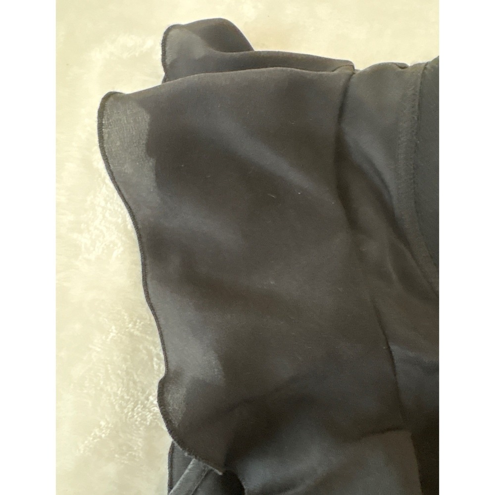 Banana Republic Black Silk Ruffle Peplum Blouse Flutter Sleeve Tie Waist XS - Picture 6 of 9